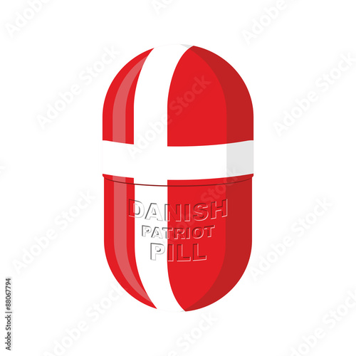 Danish patriotic pill. Denmark Capsule flag. Vector illustration