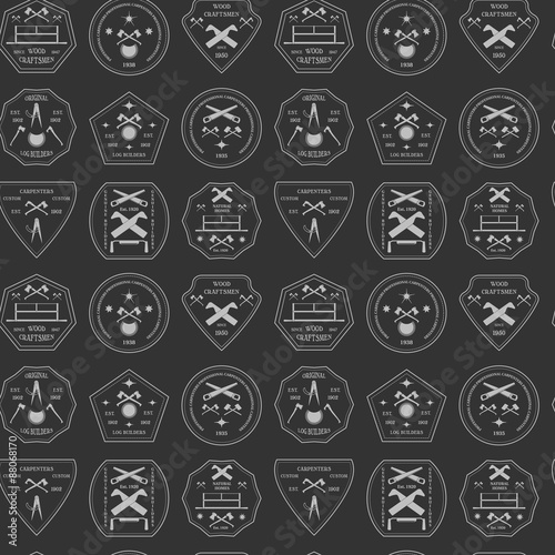 Logotype set for construction and carpentry industries seamless