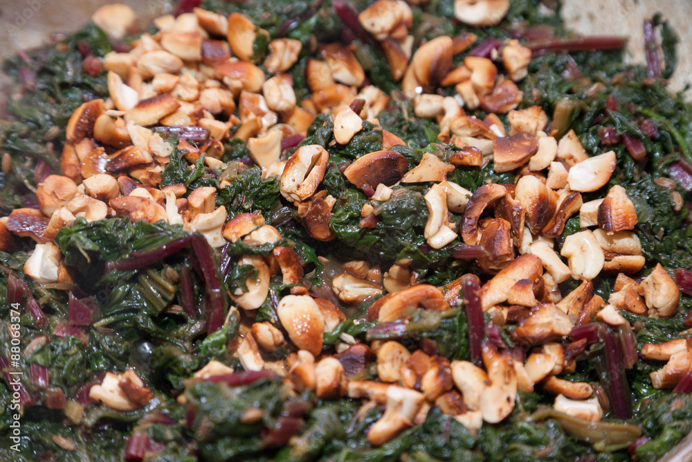 Indian dish shaak with cashew nuts Indian dish shaak with cashew nuts