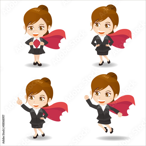 Business woman act as superwoman