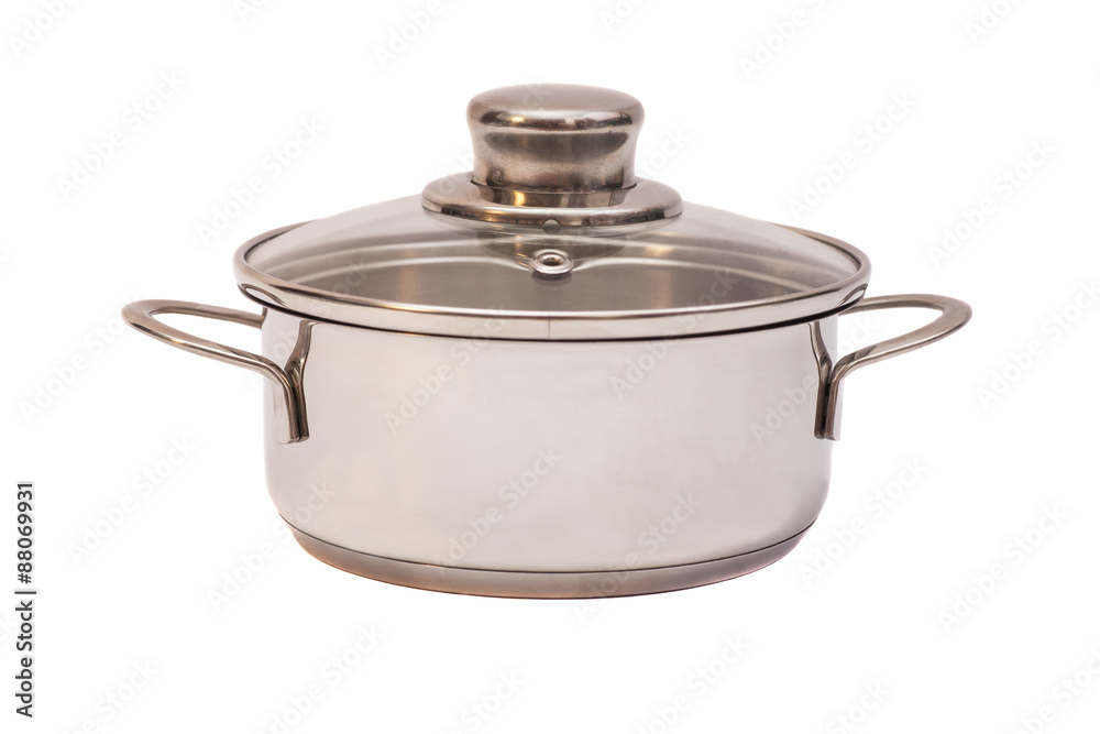 Stainless steel pot. Isolated on white background Stainless steel pot. Isolated on white background