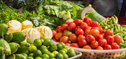 various fresh  fruits and  vegetables on the market