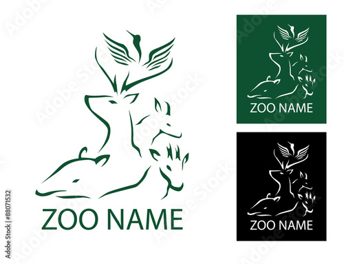Crane Deer Zoo Logo Vector Illustration