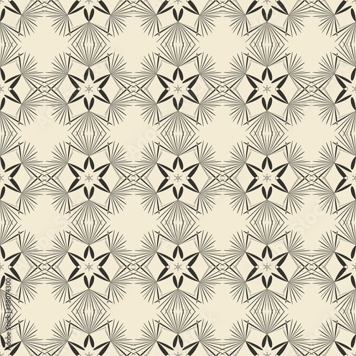 Geometric ornament seamless pattern.  Monochrome design template seamless background. Round  polygonal and grunge motif endless texture.