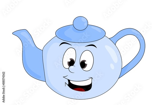 Cartoon illustration of funny teapot isolated on white