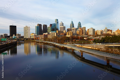 A panoramic view of Philadelphia  Pennsylvania skyline