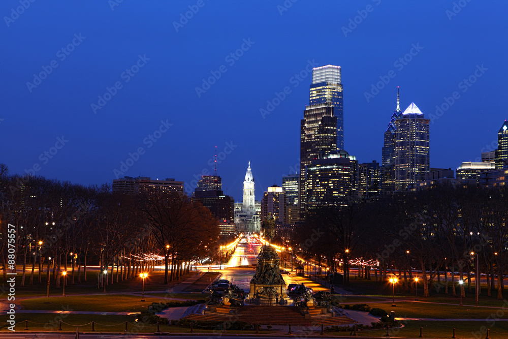 Night scene of the city of Philadelphia