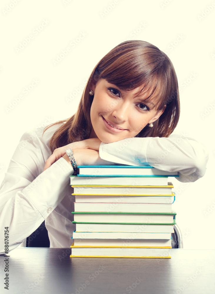 Young woman with textbooks Young woman with textbooks