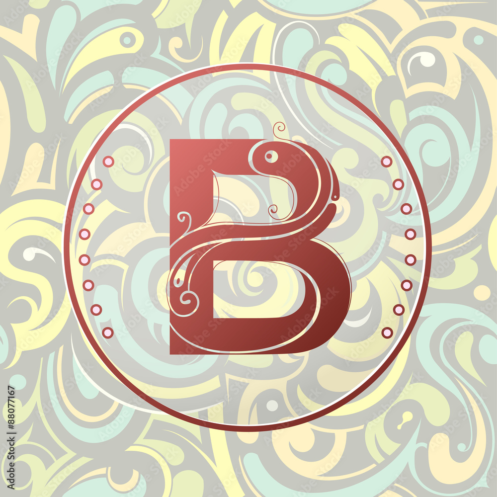 Monogram letter as artistic emblem. Font B
