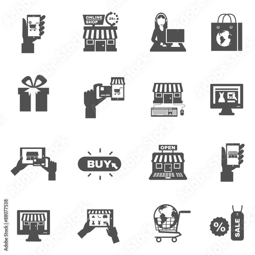 Internet Shopping Silhouette Icon Set 