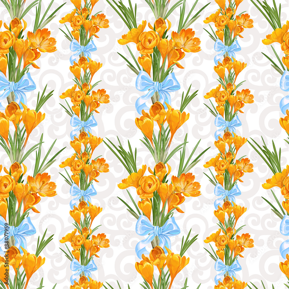 Seamless backround from spring yellow crocuses Seamless backround from spring yellow crocuses