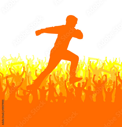 Silhouette of a running man. Poster.