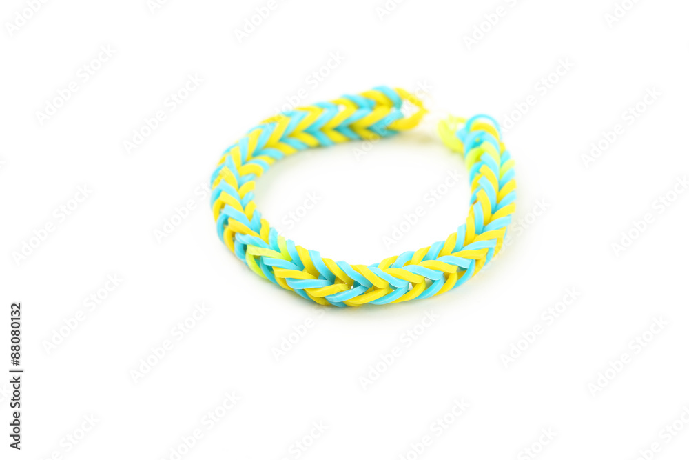 Colorful rubber band bracelets isolated on white Colorful rubber band bracelets isolated on white