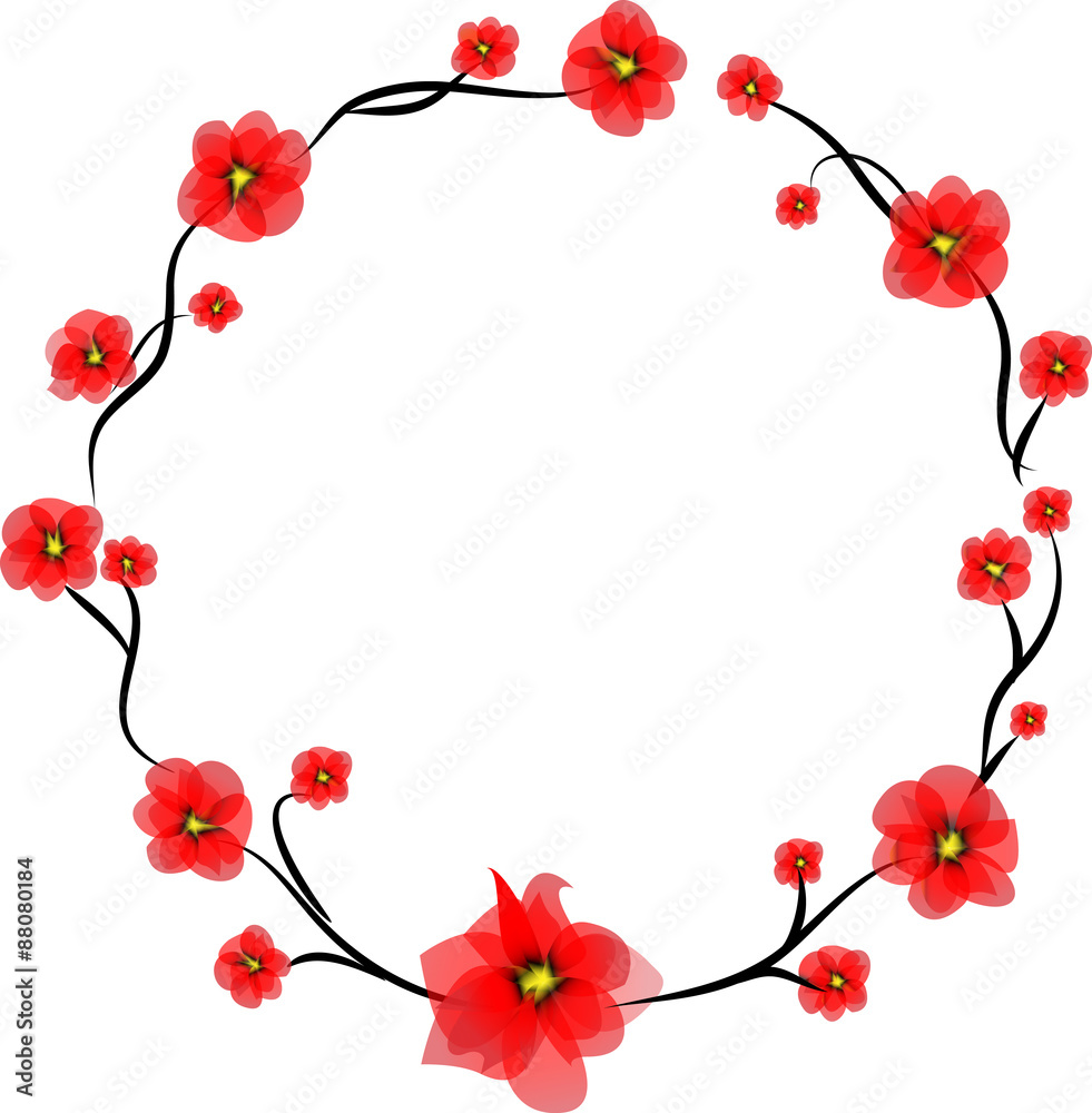 Poppies circlet, isolated on white Poppies circlet, isolated on white