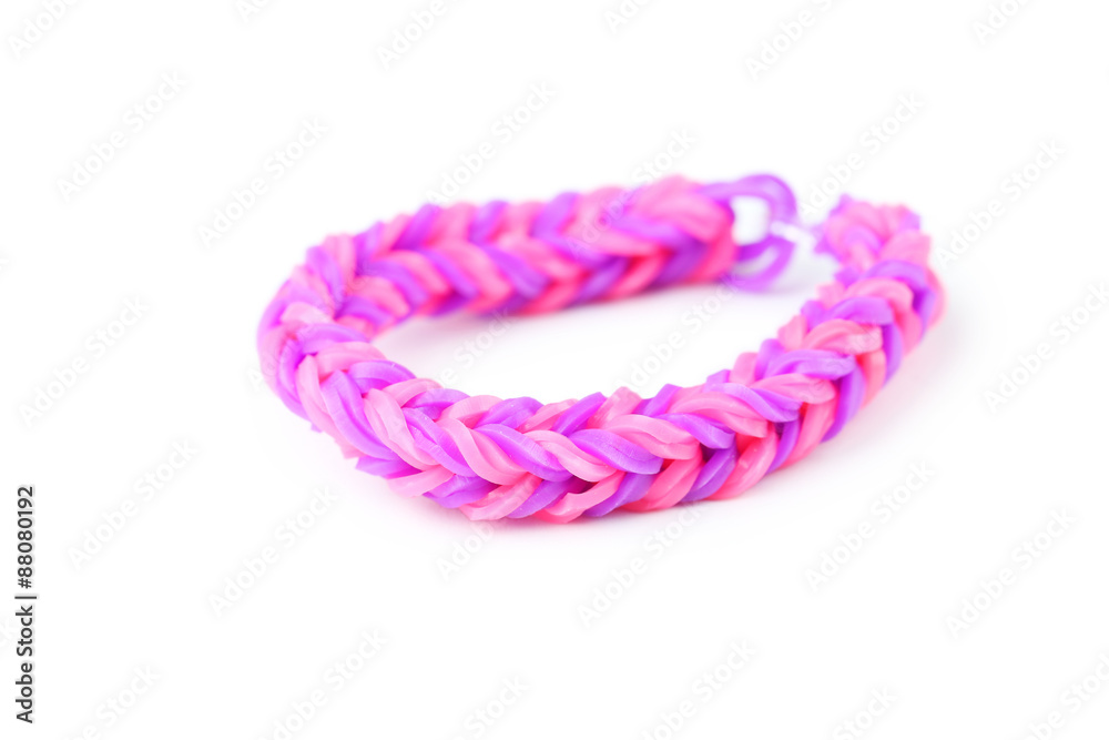 Colorful rubber band bracelet isolated on white Colorful rubber band bracelet isolated on white