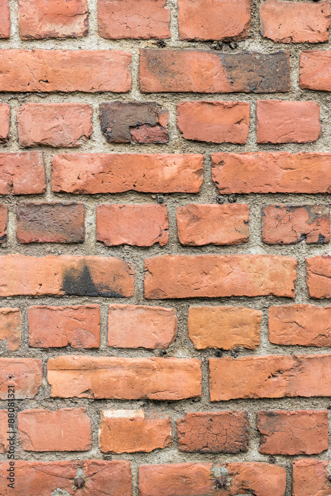 Old deteriorated red brick wall texture background Old deteriorated red brick wall texture background