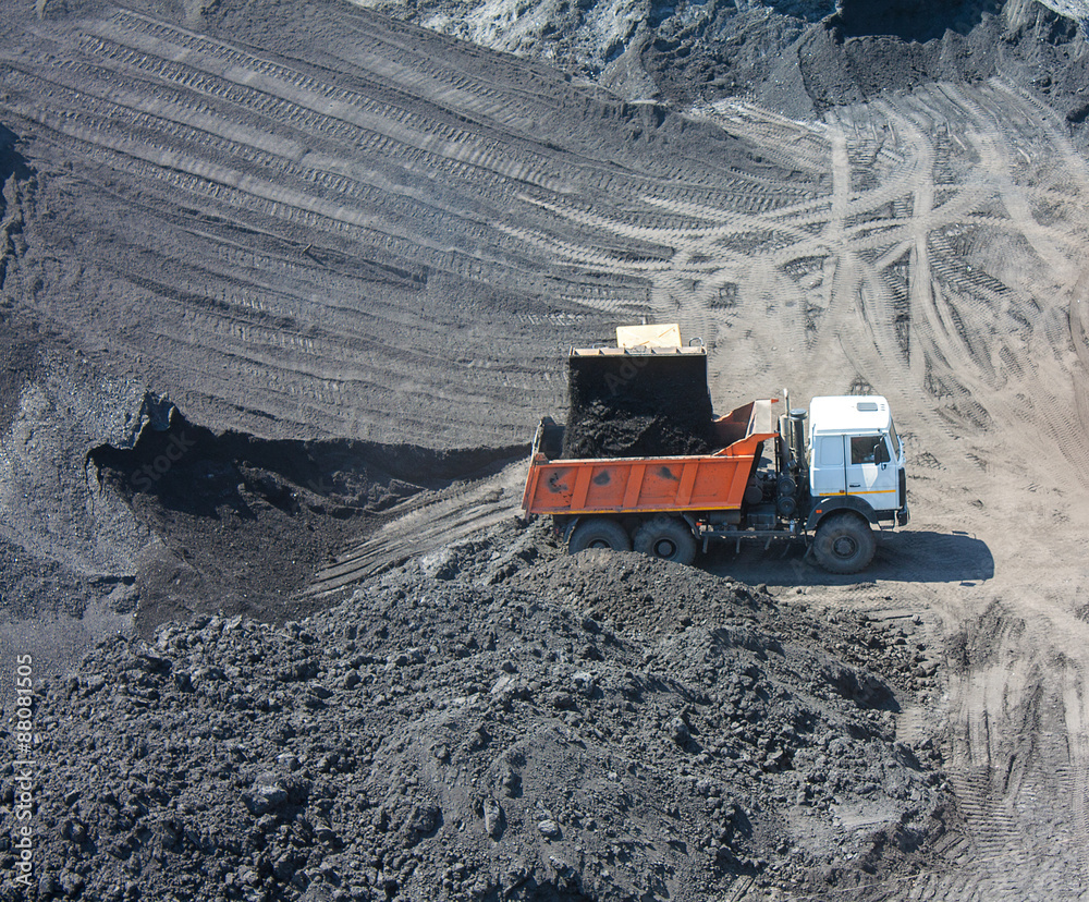Truck on the loading of coal in coal mine Truck on the loading of coal in coal mine
