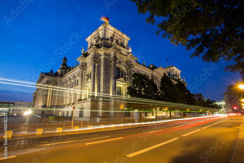 Photography german bundestag in berlin in the evening