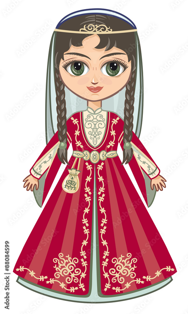 The girl in the Chechen suit. Historical clothes