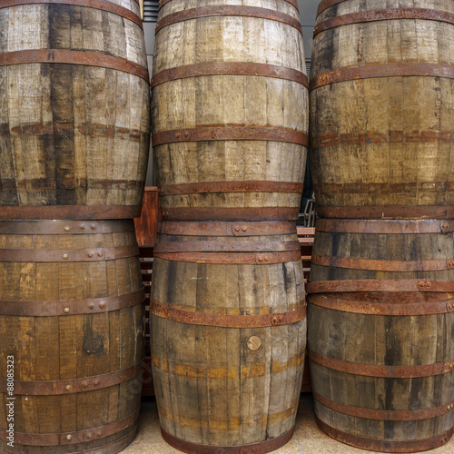 Six wooden barrel