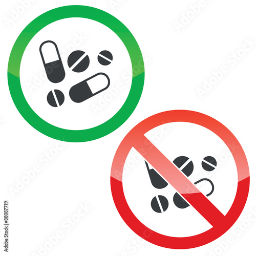 Medicine permission signs set