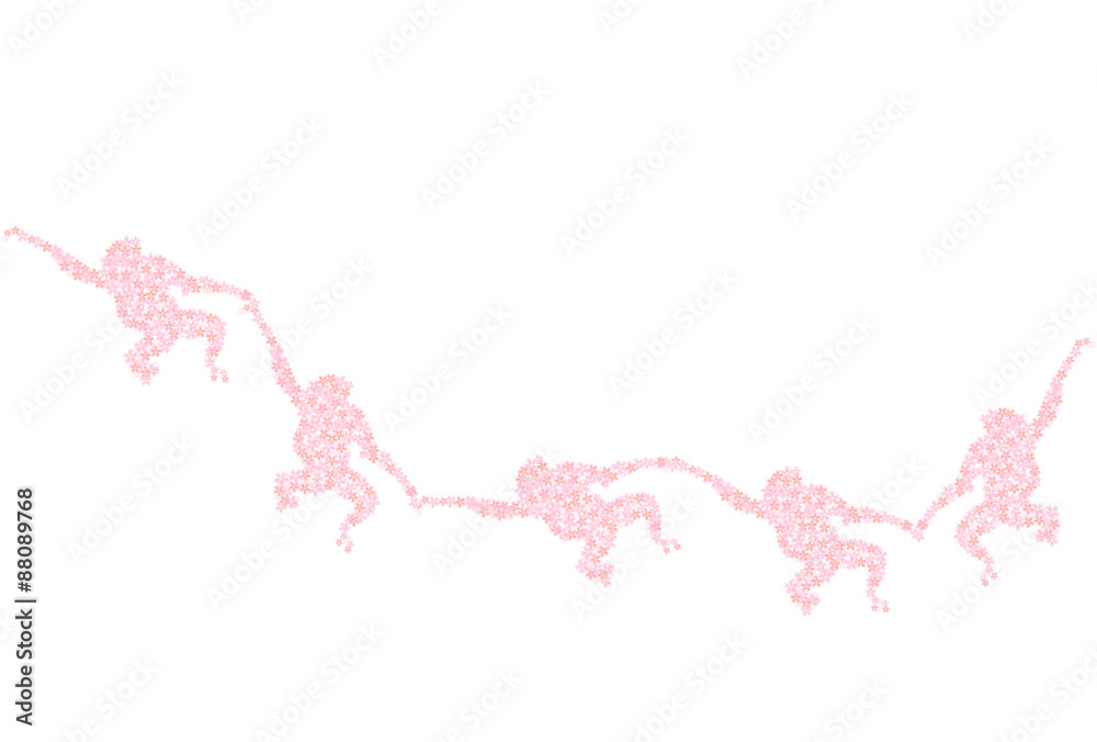 Fototapeta premium 申 桜 年賀状