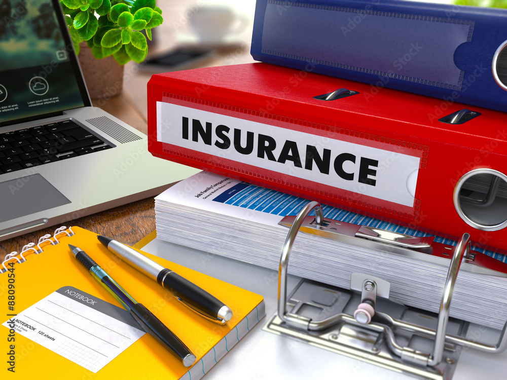 Red Ring Binder with Inscription Insurance. Red Ring Binder with Inscription Insurance.