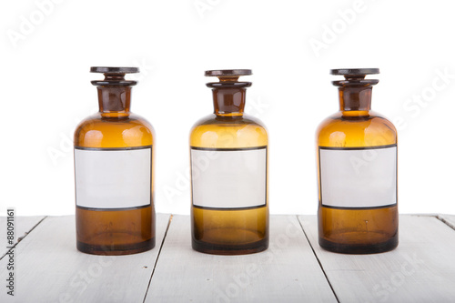 Alternative medicine bottels with blank labels photo