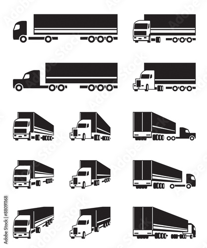 Trucks in different perspective view - vector illustration