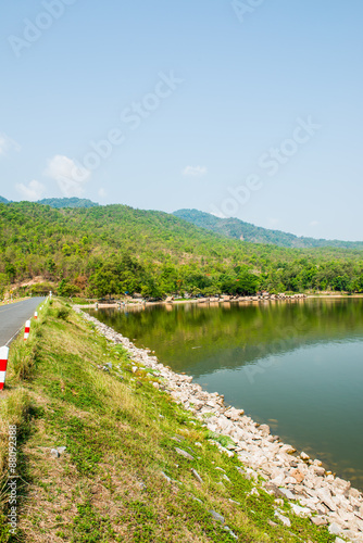 View of Huay Tueng Tao lake in Chiangmai province photo