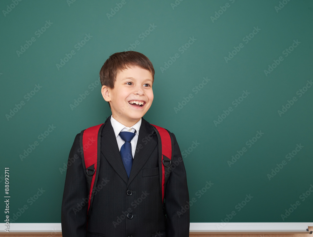 school boy portrait near board school boy portrait near board