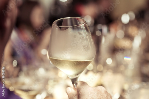 white wine on hand with dinner on restaurant