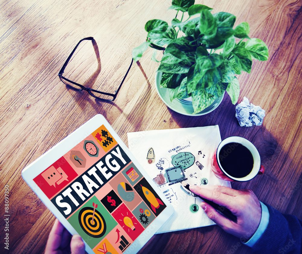 Naklejka premium Strategy Solution Tactics Teamwork Growth Vision Concept