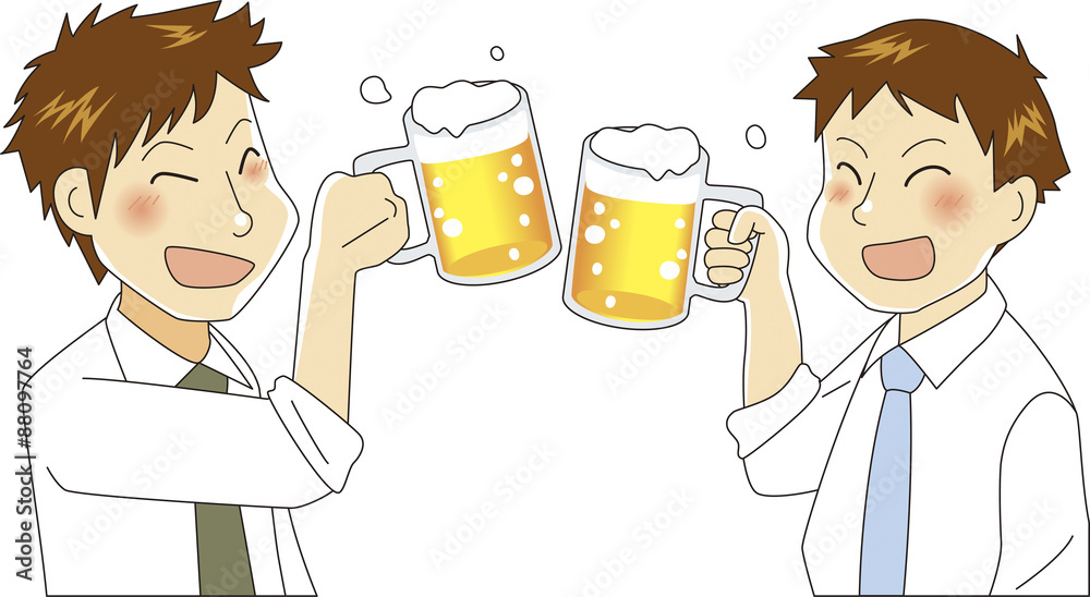 ビールで乾杯をする男性同士のイラスト Stock ベクター Adobe Stock