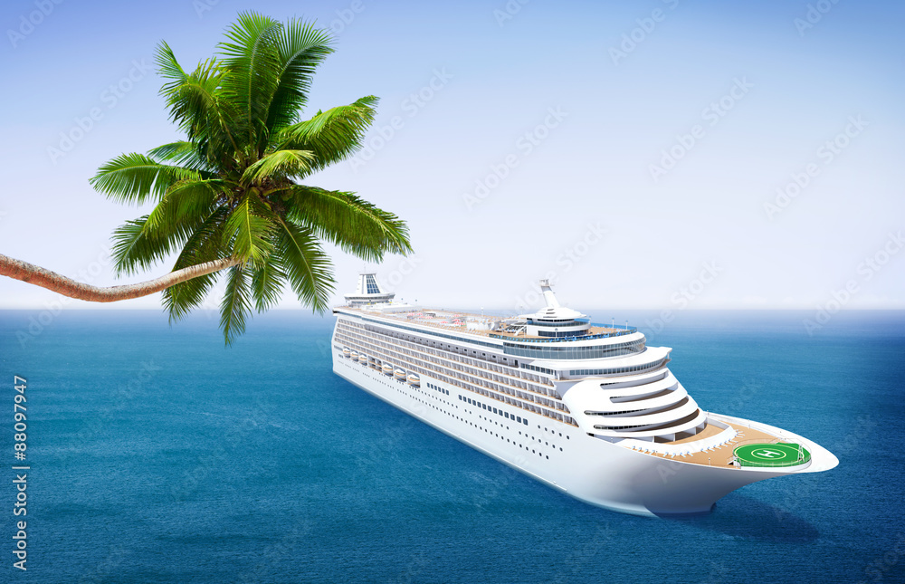 Obraz premium Yacht Cruise Ship Sea Ocean Tropical Scenic Concept