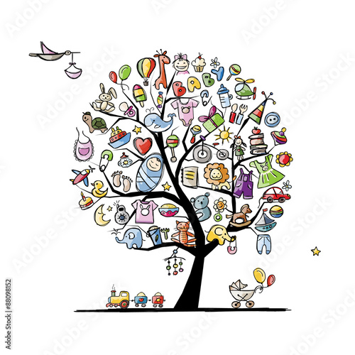 Art tree with baby toys for your design