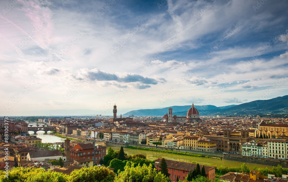 Beautiful view of Florence in summer day, Italy