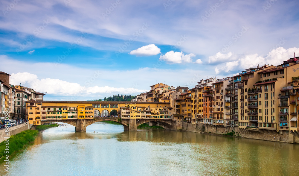 Historical Gold (Ponte Vecchio) of Bridge in Florence, Italy