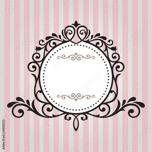 Vintage frame on pink stripe background