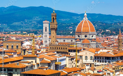 View of Cathedral of Santa Maria del Fiore from Michelangelo's hill, Florence, Italy