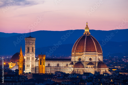 Florence, Cathedral of Santa Maria del Fiore on a sunset