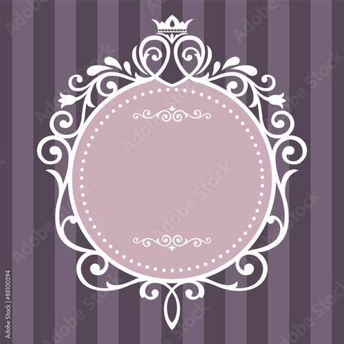 Vintage frame on purple stripe background