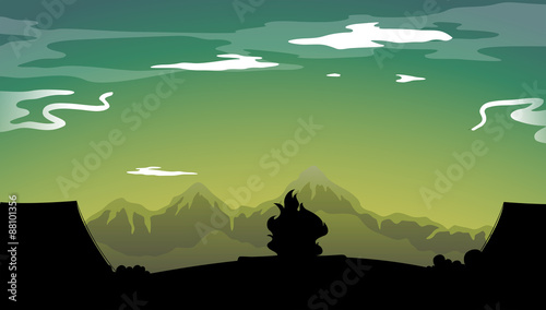 Silhouette campfire