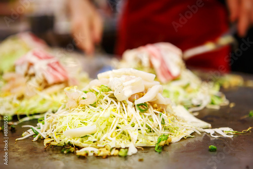 Japanese food okonomiyaki , Japanese pizza photo