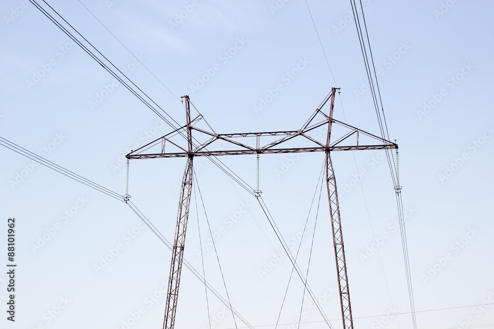 Fototapeta premium Electric pole in the autumn field