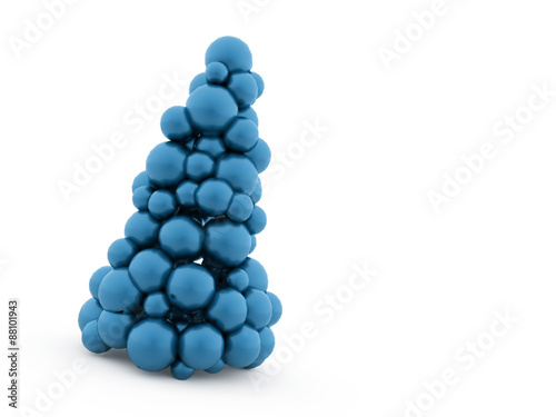 Blue bubbles abstract christmas trees isolated