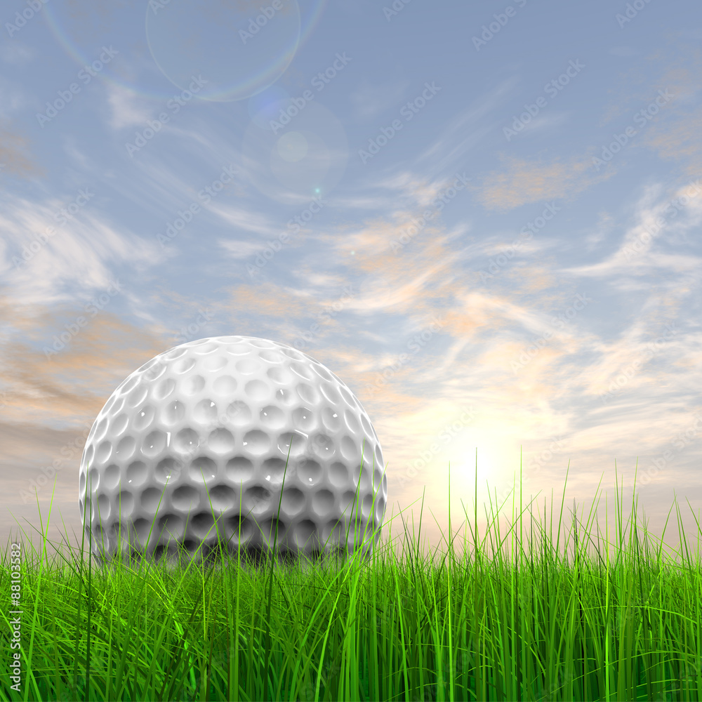 Sunset sky and a golf ball