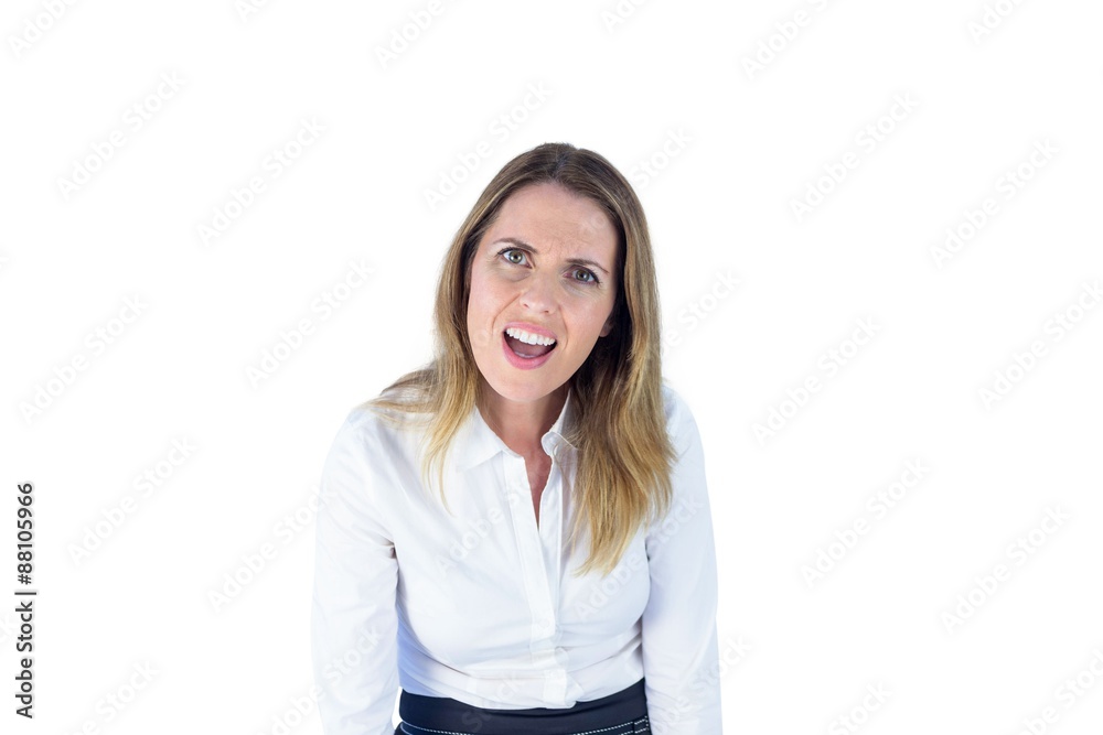 Astonished businesswoman looking at the camera Astonished businesswoman looking at the camera