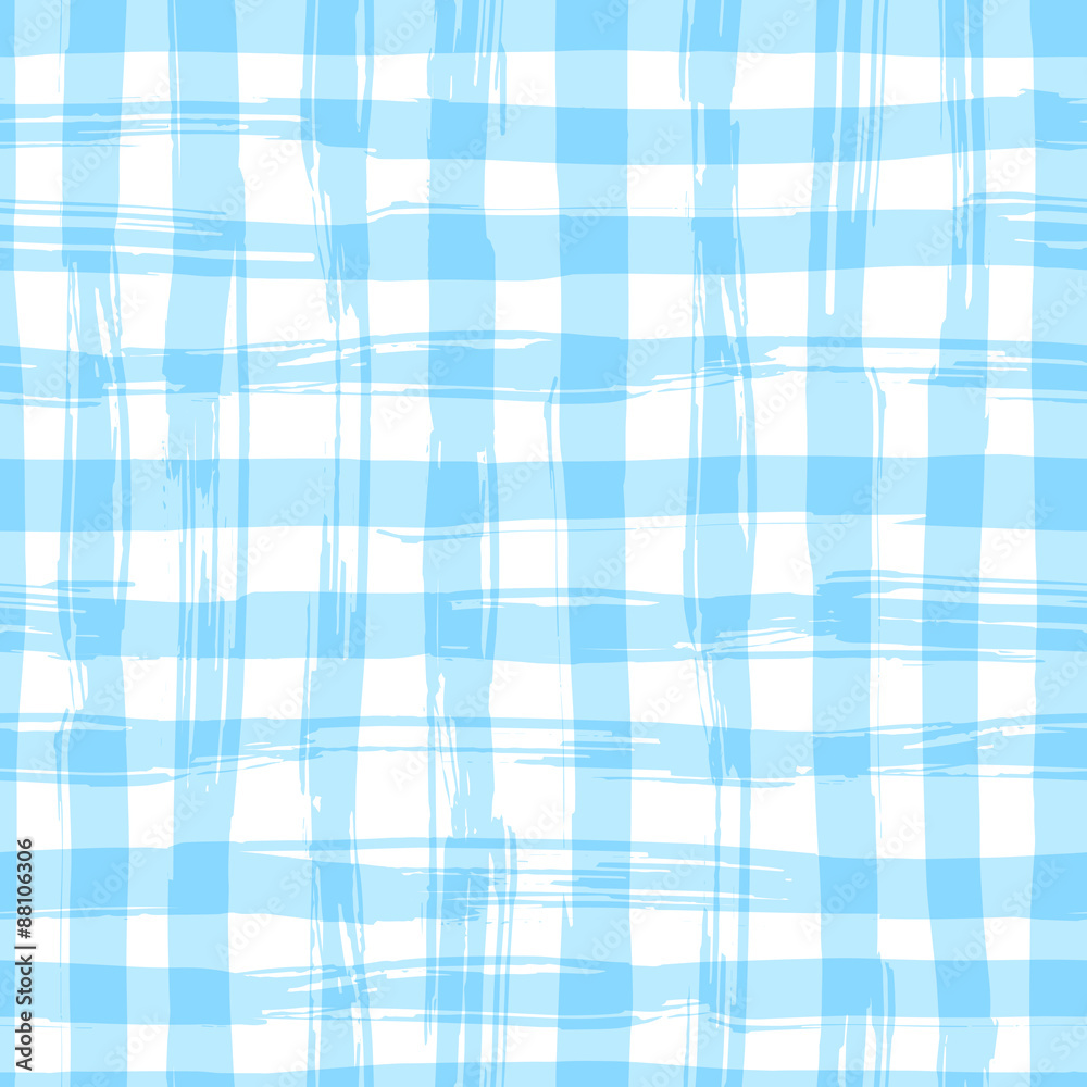Vector seamless pattern with square hand drawn texture. Blue