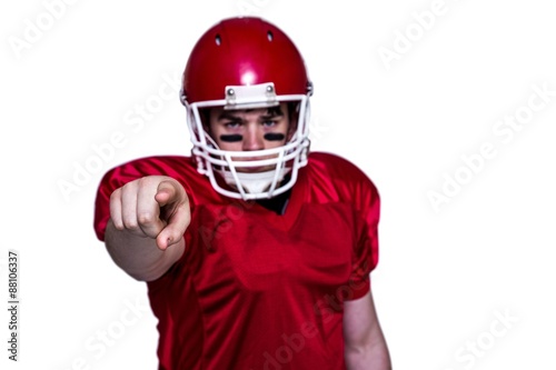 American football player finger pointing